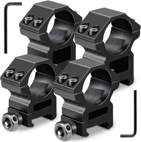 1 Inch Scope Rings Set of 4, 2 Pieces High Profile Scope Mounts and 2 Pieces Medium Profile Scope Rings for Picatinny Rail