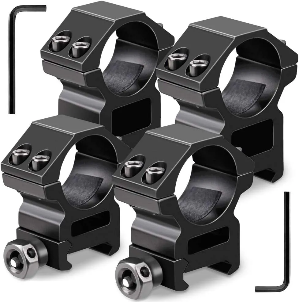 1 Inch Scope Rings Set of 4, 2 Pieces High Profile Scope Mounts and 2 Pieces Medium Profile Scope Rings for Picatinny Rail