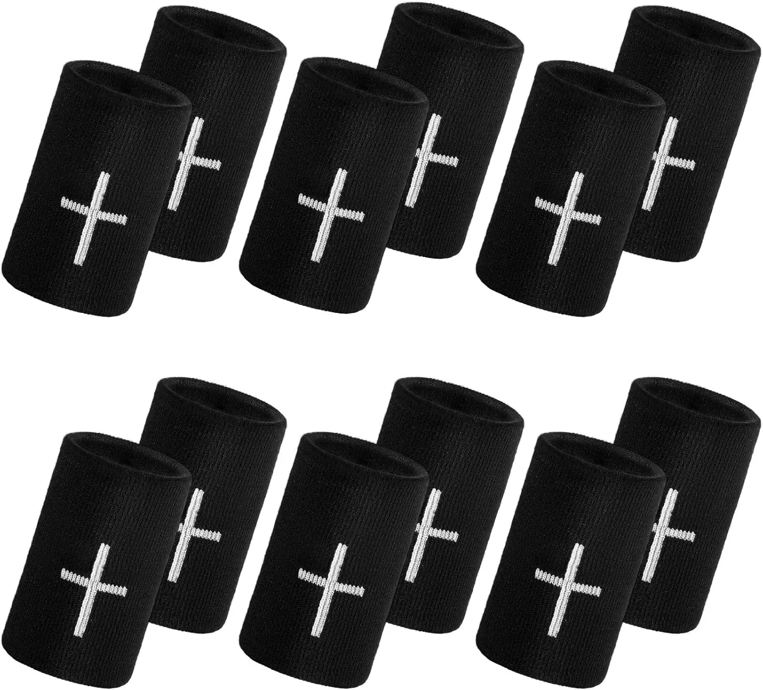 12 Packs Faith Cross Sports Wristbands for Men Women Christian Faith Absorbent Sweat Band Religious Wrist Bands for Baseball Football Basketball Running Gym Working Out