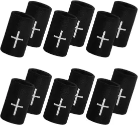 12 Packs Faith Cross Sports Wristbands for Men Women Christian Faith Absorbent Sweat Band Religious Wrist Bands for Baseball Football Basketball Running Gym Working Out