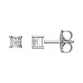 14K White Gold .25CTW Princess Cut Diamond Stud Earrings