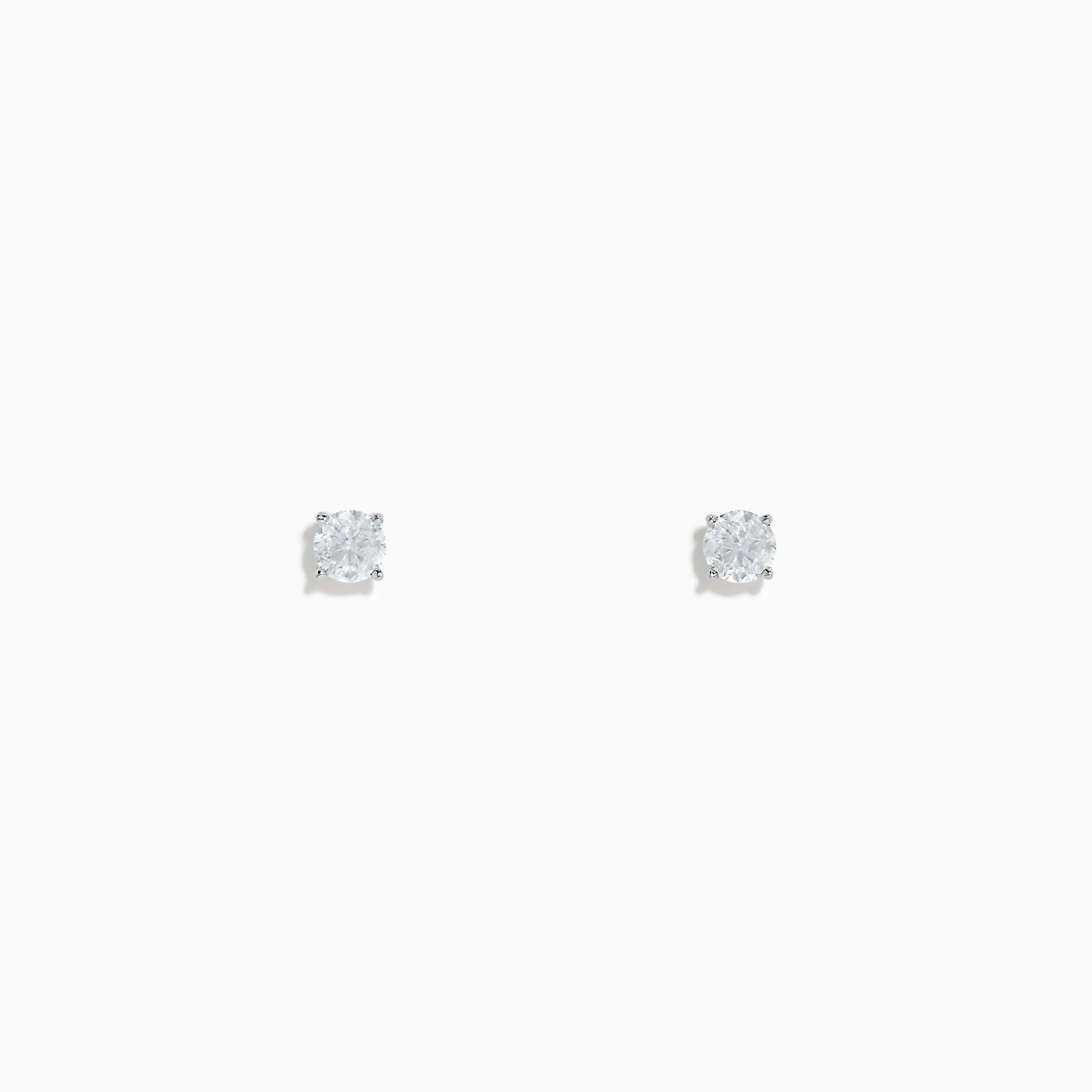 14K White Gold Diamond Solitaire Stud Earrings, 0.33 TCW