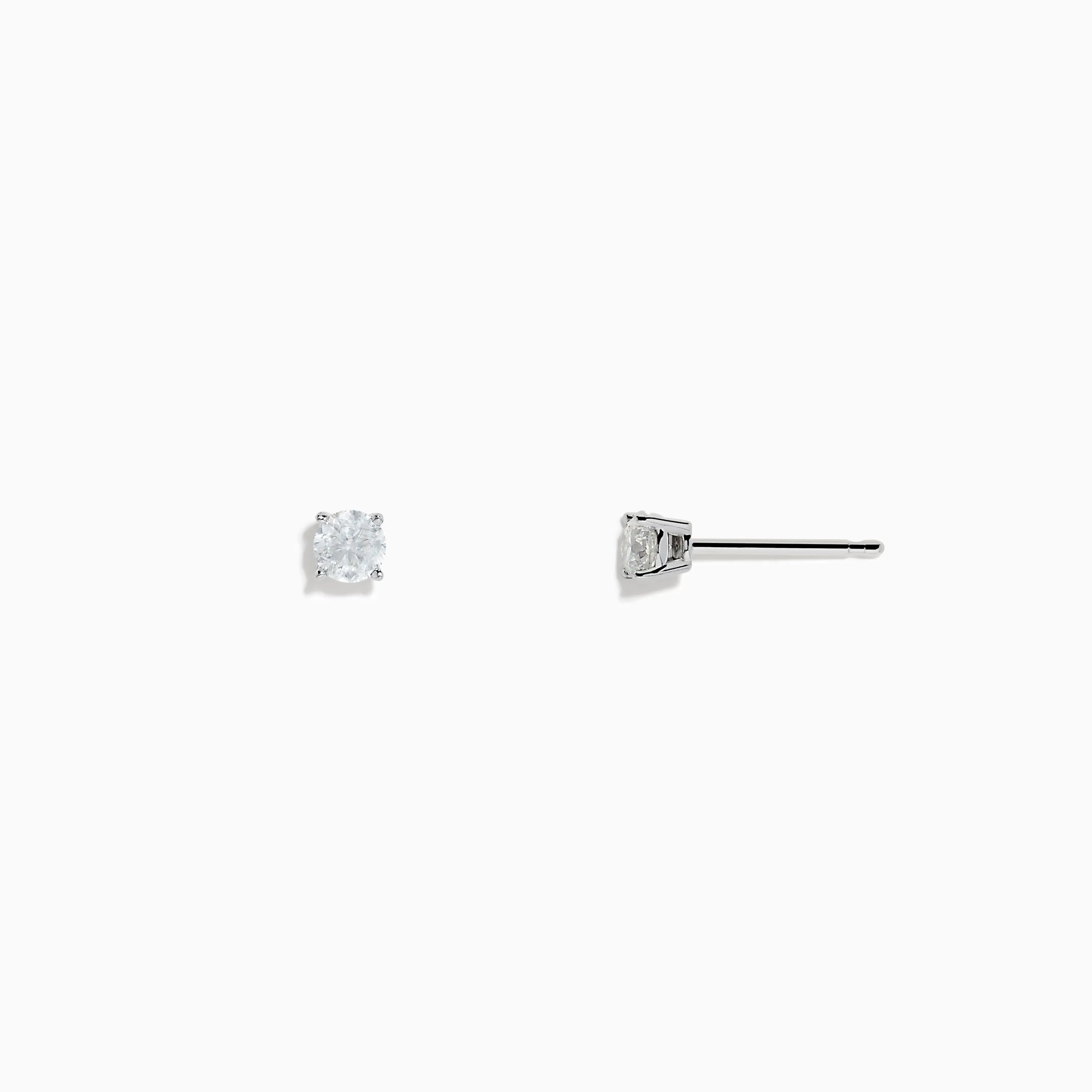14K White Gold Diamond Solitaire Stud Earrings, 0.33 TCW