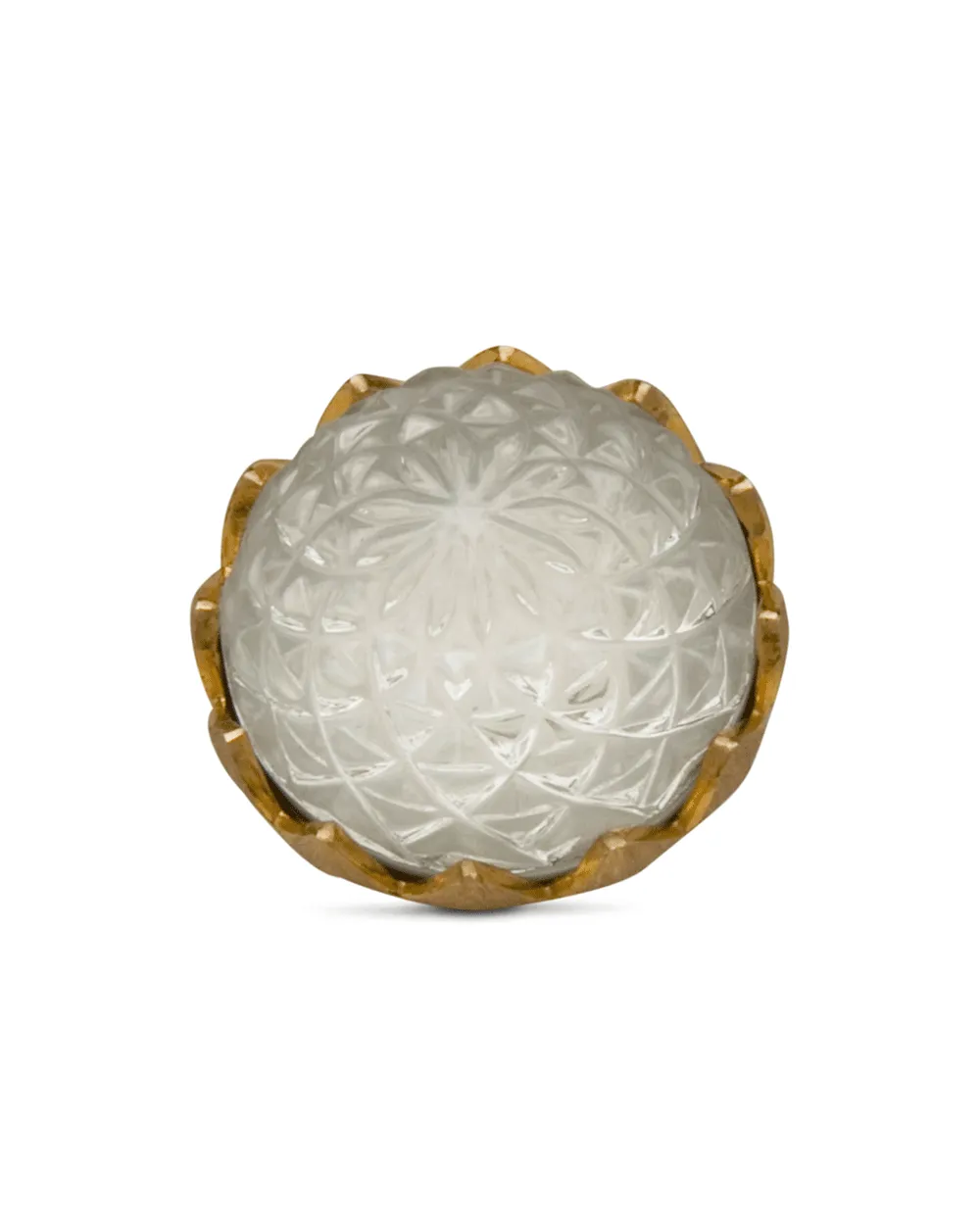 14k Yellow Gold Rock Crystal Waterford Doublet Ring