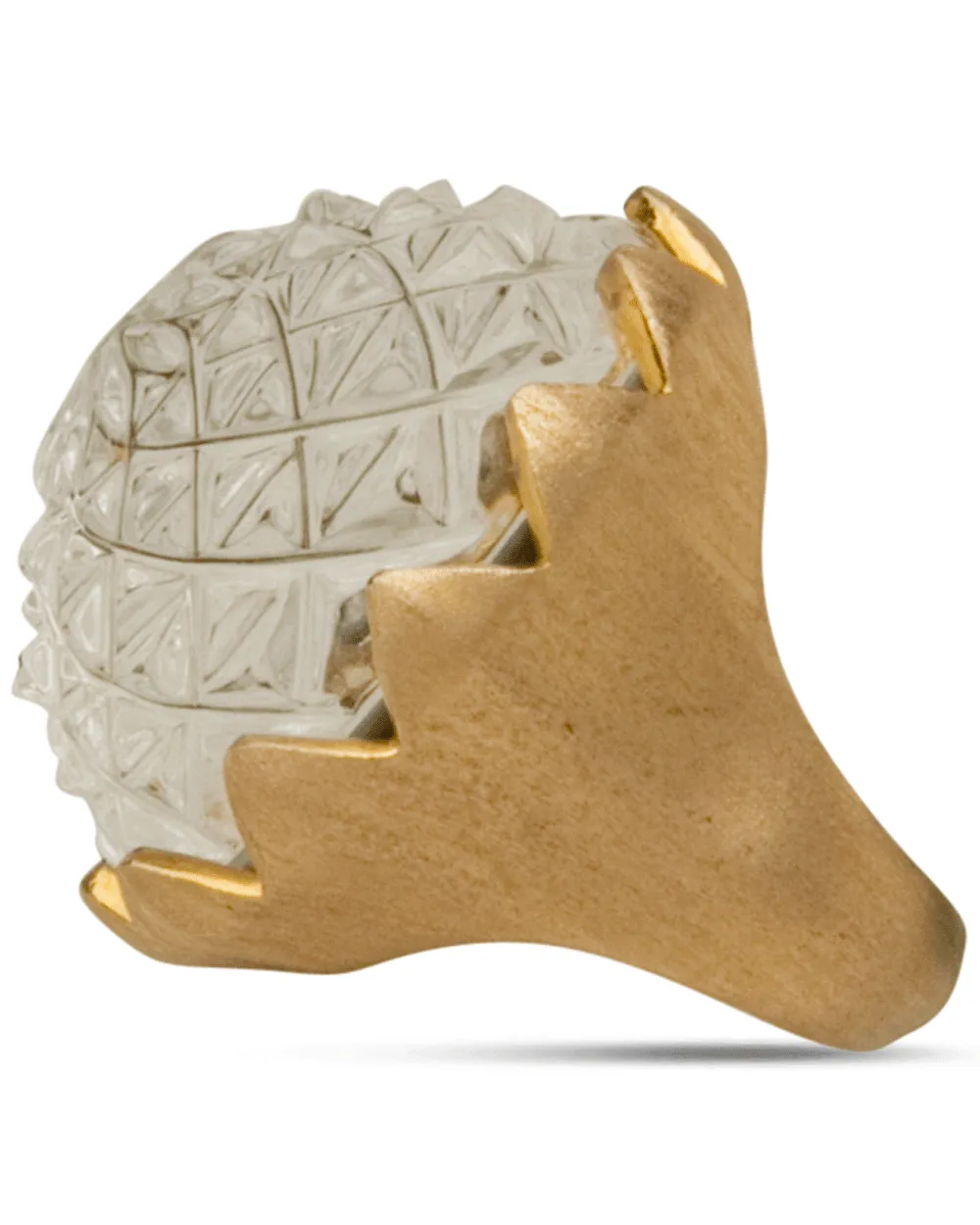 14k Yellow Gold Rock Crystal Waterford Doublet Ring