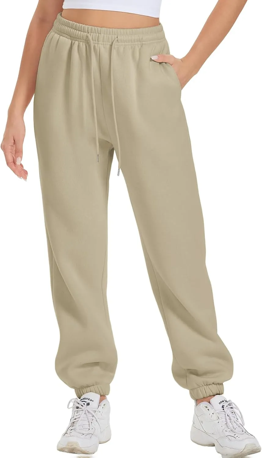 ATHMILE Sweatpants Women Fleece Pockets Winter Fall Fashion Baggy Lounge Pants Joggers