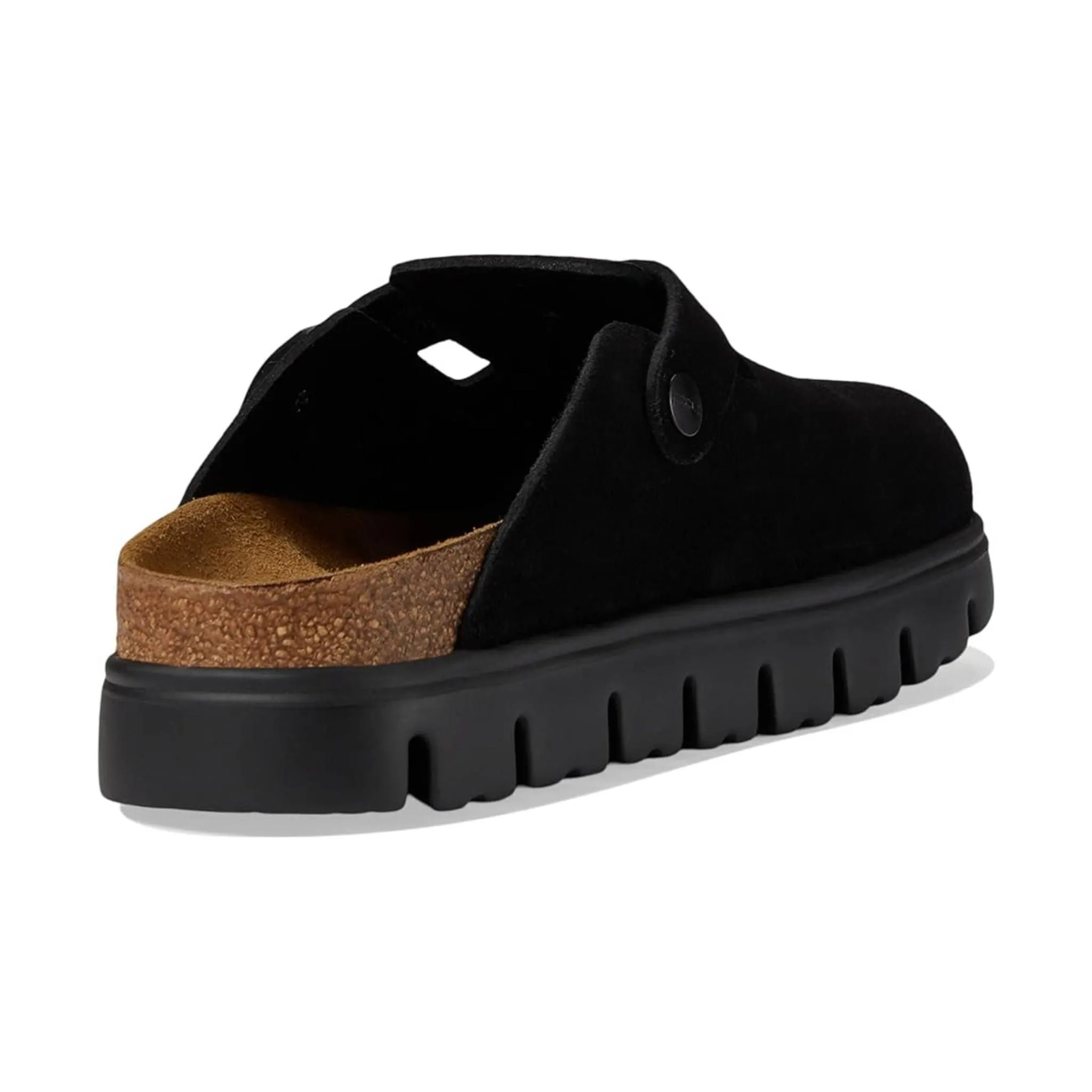 Boston Chunky Black Suede Clog - Birkenstock Papillio