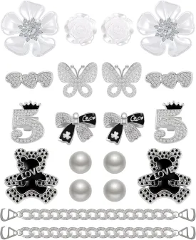 Bling Shoe Charms, Jewelry Chain Accessories for Women Girls - Luxury Rhinestone Decoration for Clogs, Cute Designer Butterfly Flower Jewels for Birthday Party Favors