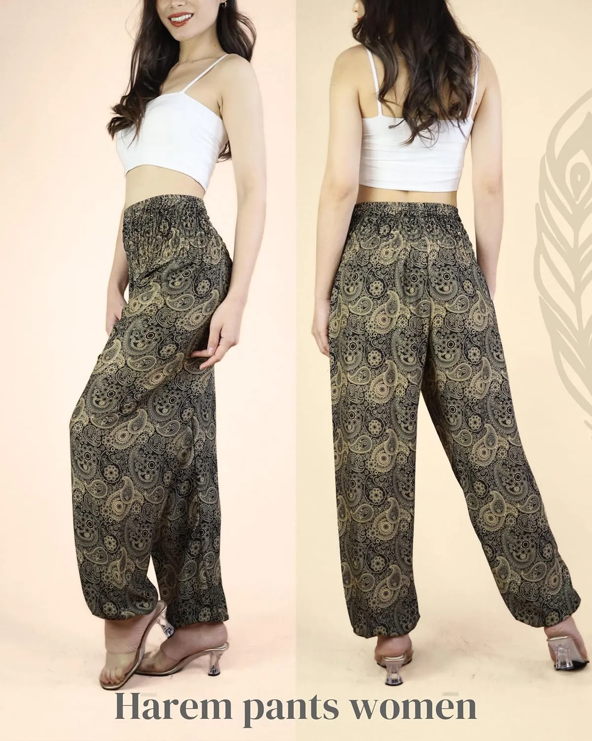 Boho Pants | Harem Pants Women with Pockets | Soft & Breathable Flowy Pajamas | Soft Yoga Pants| Hippie Clothes for Women