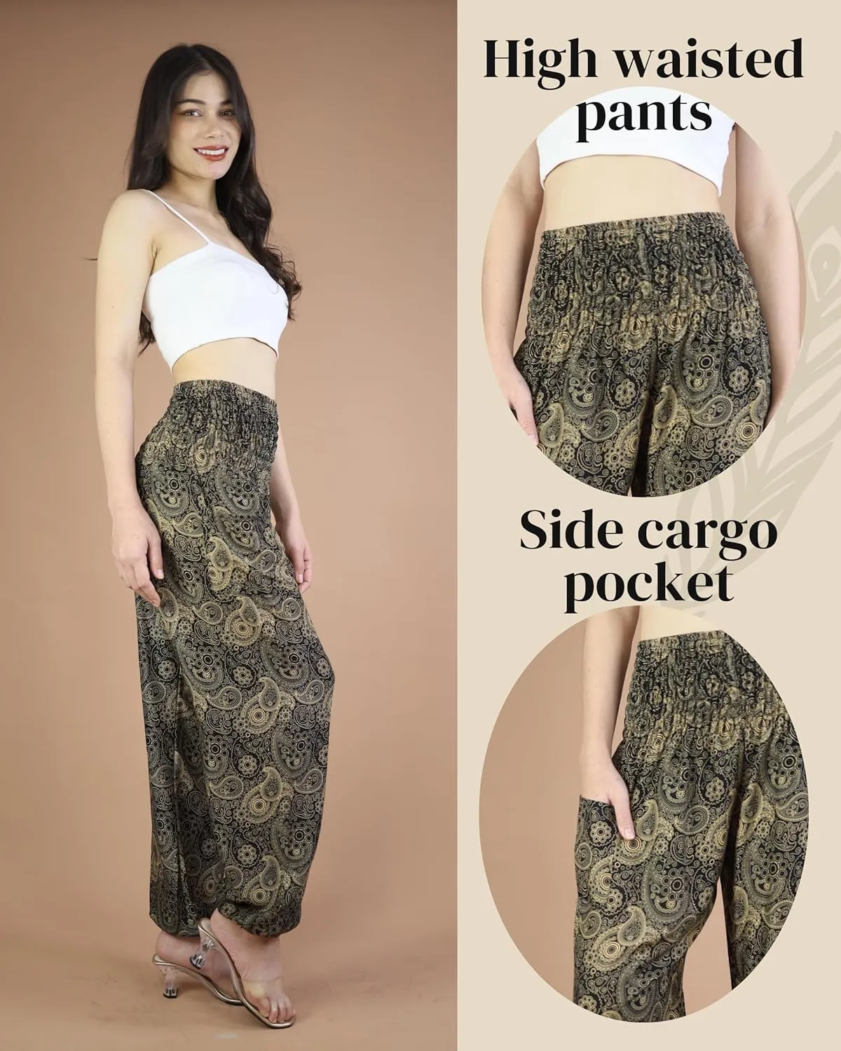 Boho Pants | Harem Pants Women with Pockets | Soft & Breathable Flowy Pajamas | Soft Yoga Pants| Hippie Clothes for Women