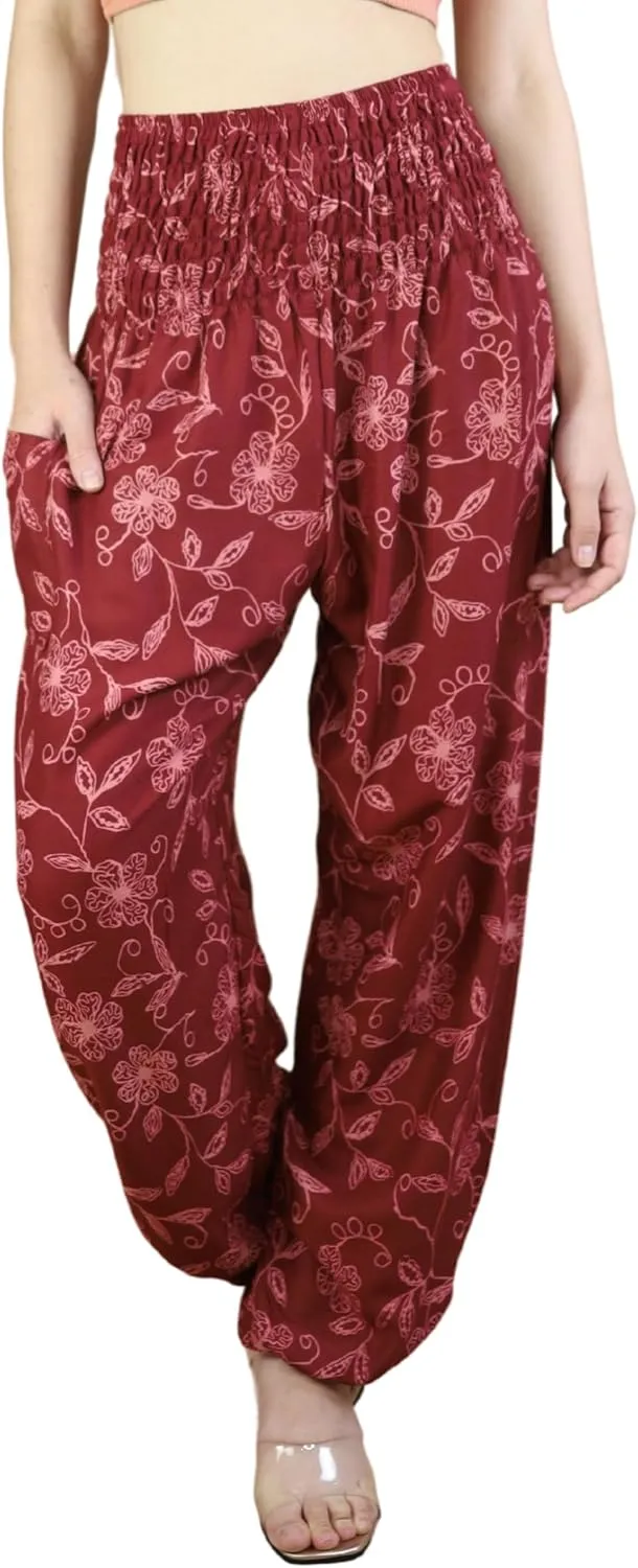 Boho Pants | Harem Pants Women with Pockets | Soft & Breathable Flowy Pajamas | Soft Yoga Pants| Hippie Clothes for Women