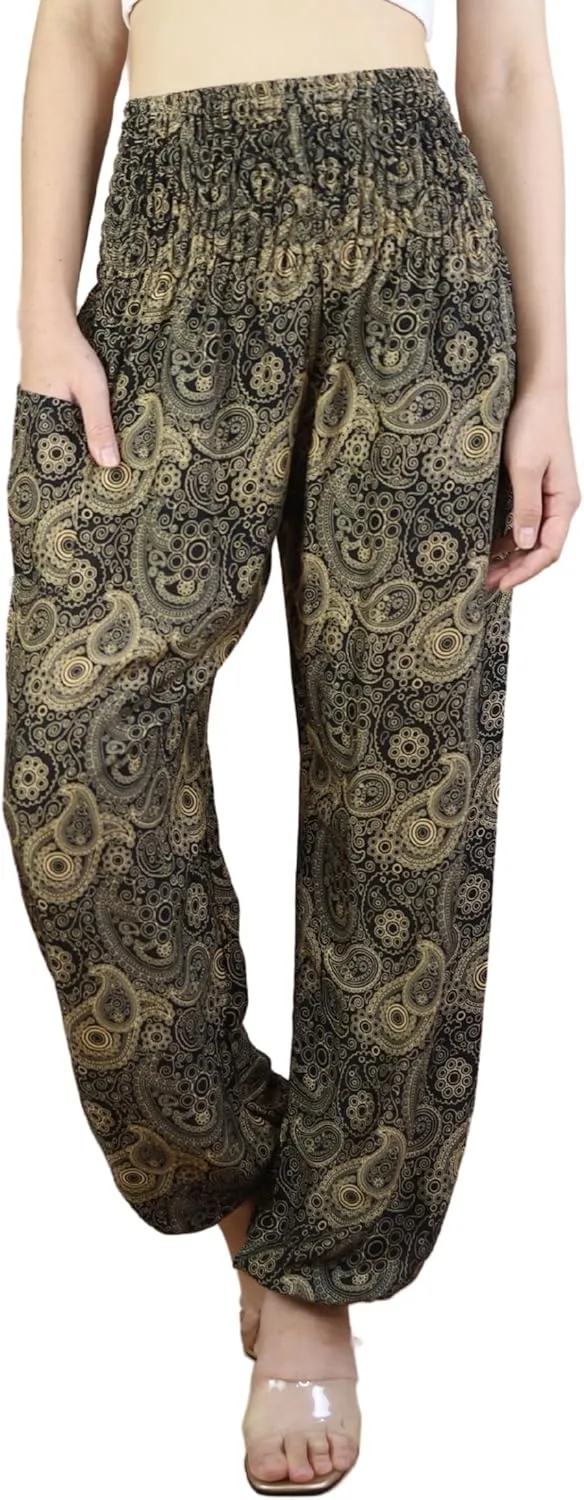 Boho Pants | Harem Pants Women with Pockets | Soft & Breathable Flowy Pajamas | Soft Yoga Pants| Hippie Clothes for Women