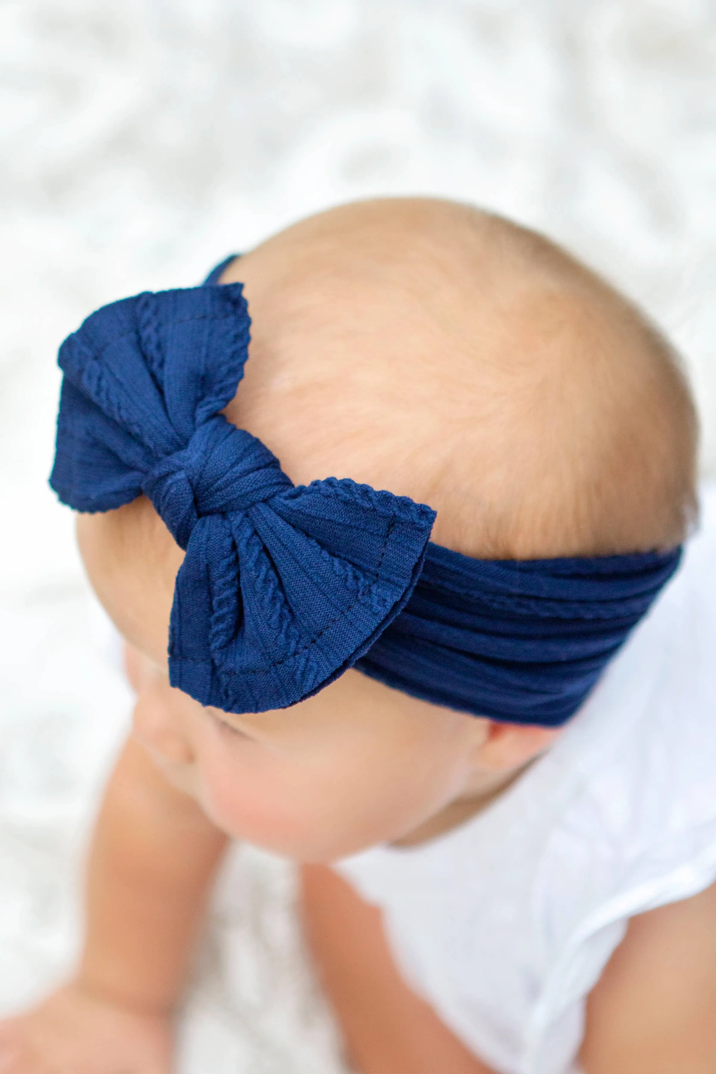 Cable Knit Bow Headband: Mustard