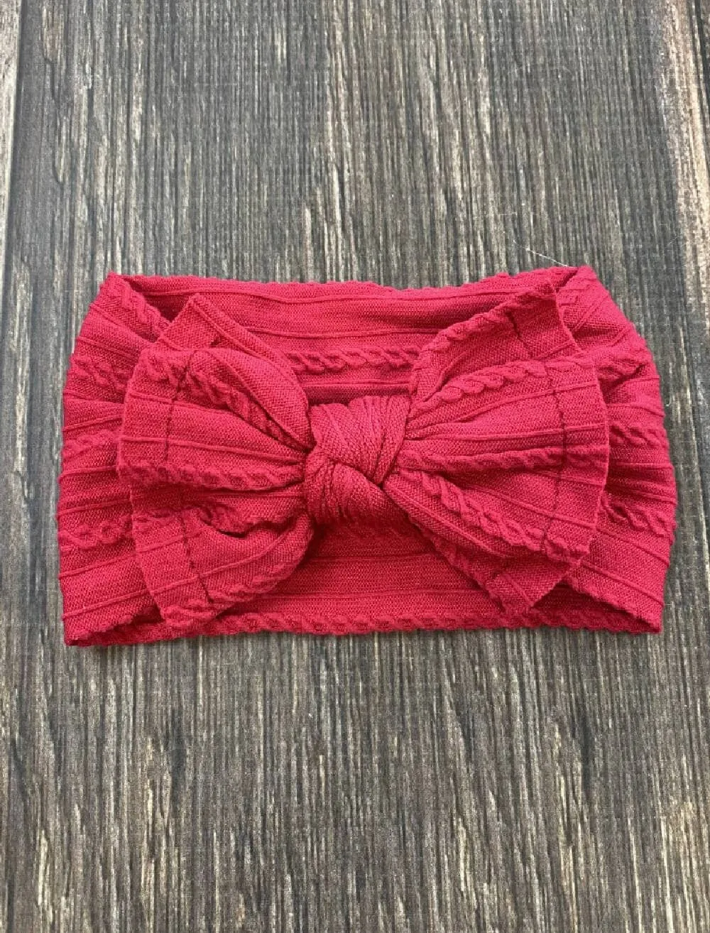 Cable Knit Bow Headband: Mustard