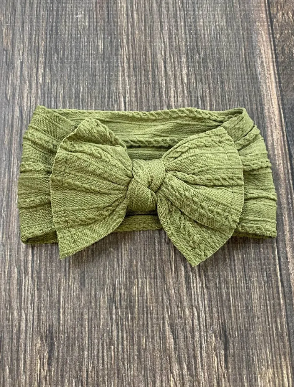 Cable Knit Bow Headband: Mustard