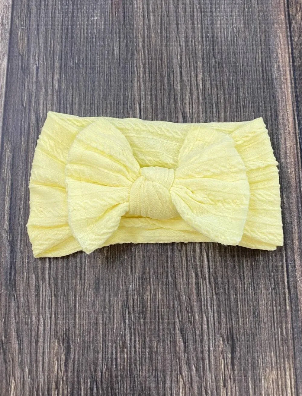 Cable Knit Bow Headband: Mustard
