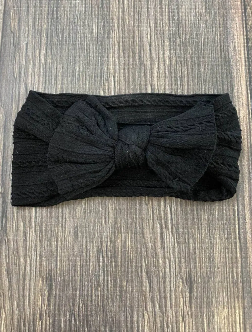 Cable Knit Bow Headband: Mustard