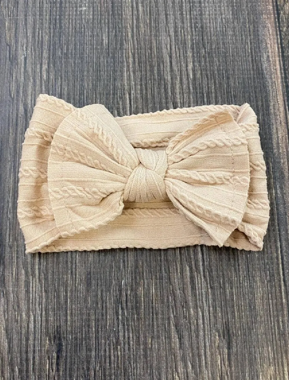 Cable Knit Bow Headband: Mustard