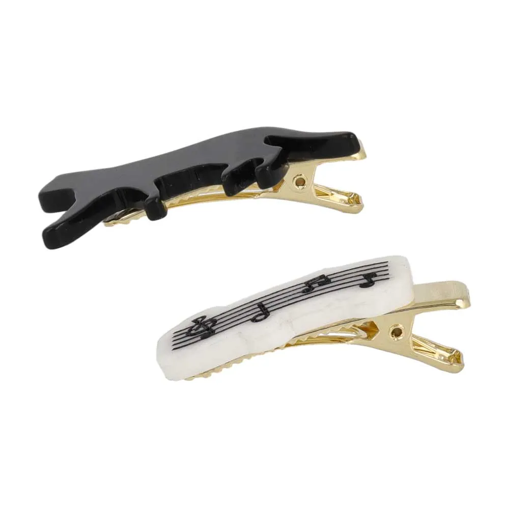 Cat and Musical Note Hair Clip Set