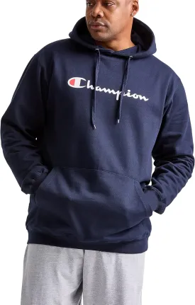Champion Men's Powerblend Fleece Hoodie, Hooded Sweatshirt For Men, Script (Reg. or Big & Tall)