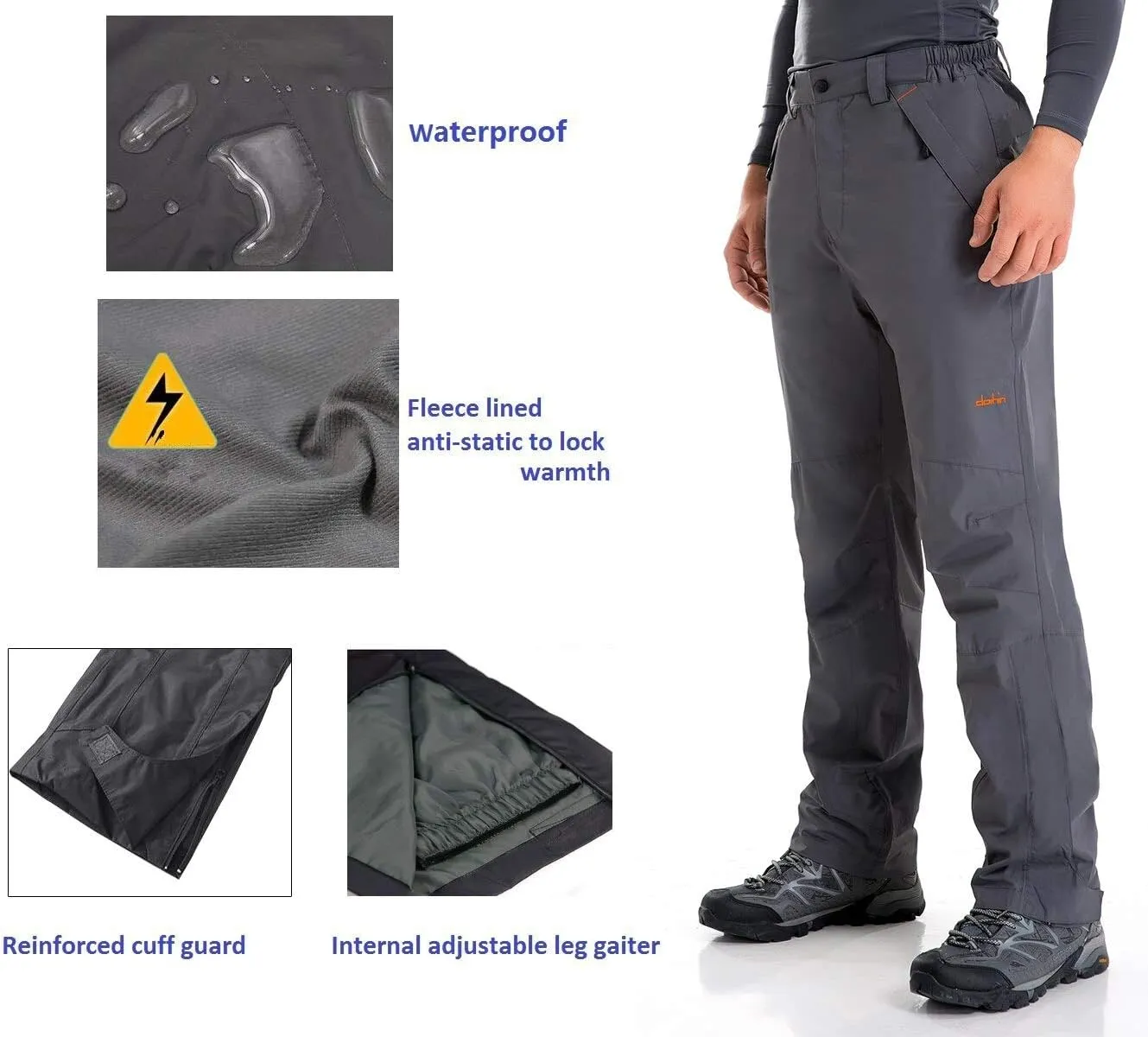 clothin Men's Insulated Ski Pant Fleece-Lined Waterproof Snow Pants