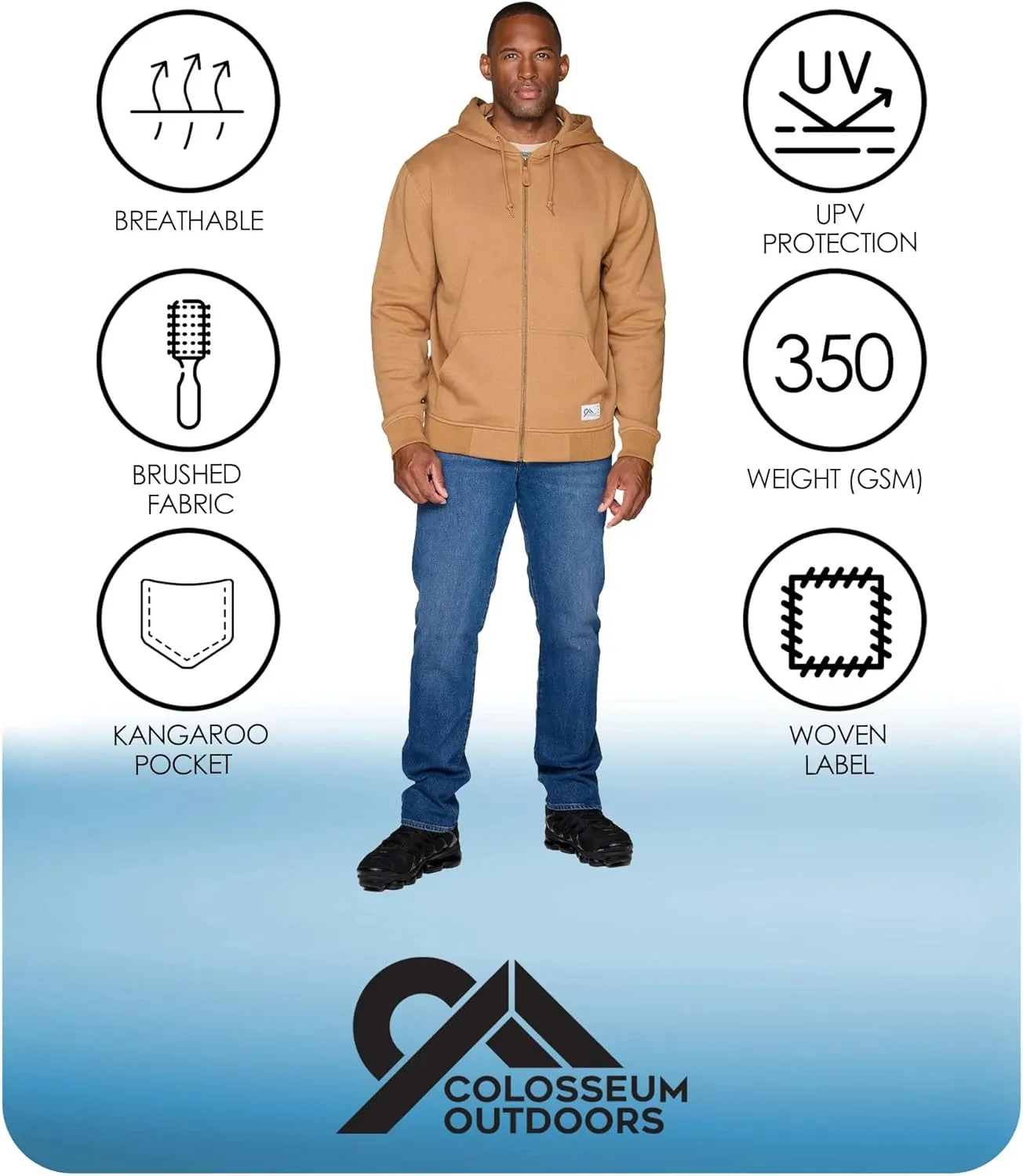 COLOSSEUM Outdoors Men's Brooks Super Heavyweight Workwear Full Zip Hoodie
