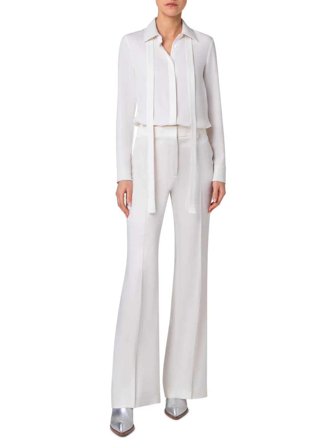 Cotton Blouse with Sequins Collar and Cuffs