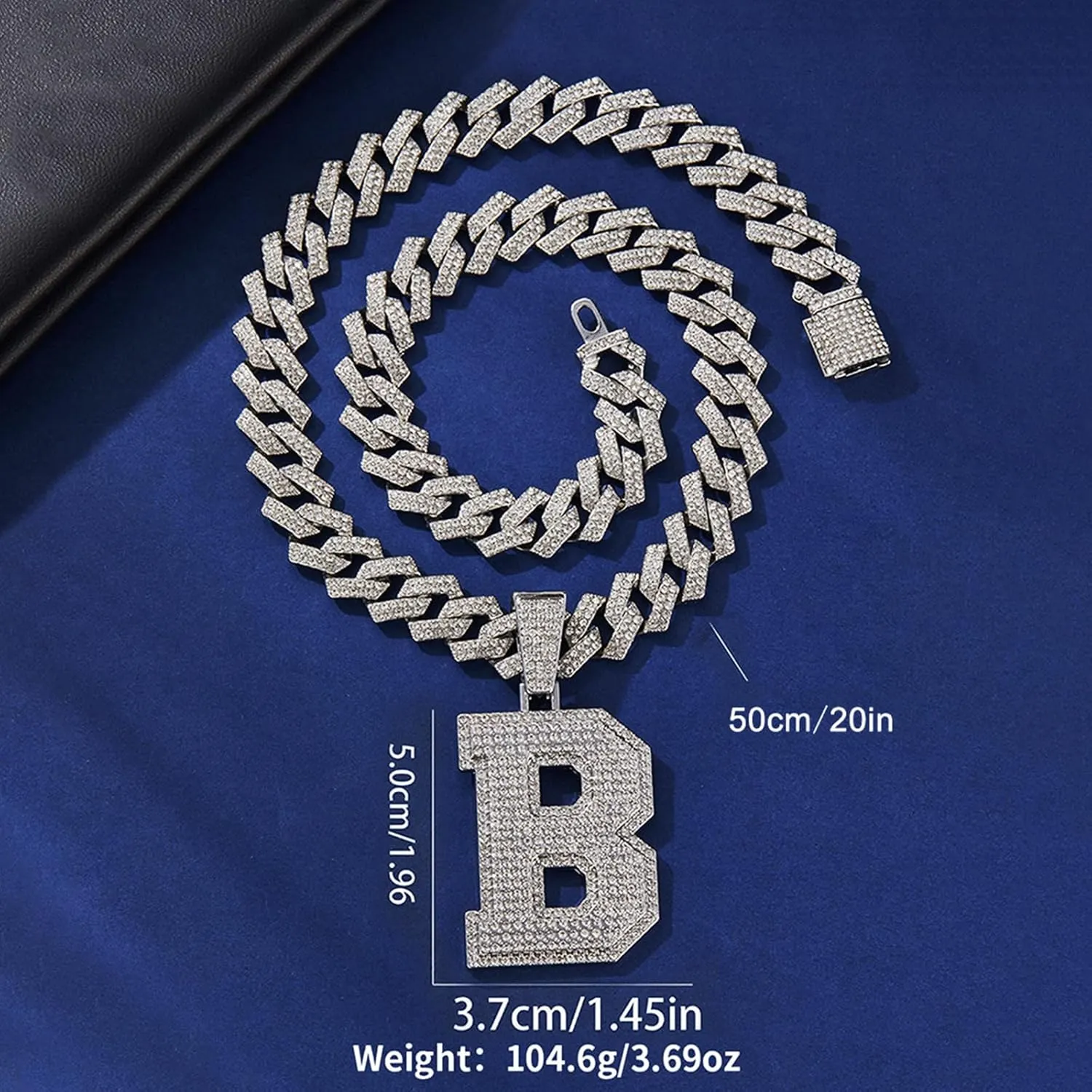 Cuban Link Chain for Men, Miami Men's Chain Silver Gold Plated Necklace for Diamond Chain for Ice Chain Hip Hop Jewelry Gift, Rhinestone pendant necklace for fashion jewelry