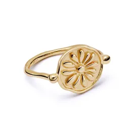 Daisy Flower Ring 18ct Gold Plate