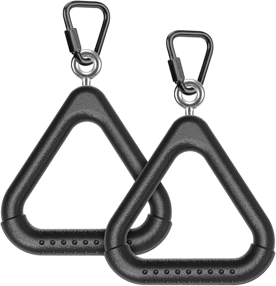 Dolibest 2PCS Monkey Bars, Triangle Trapeze Swing Bar with 2PCS Triangle Carabiners, Outdoor Play Equipment, Swing Set Accessories Monkey Rings, Obstacle Ring Toys Set for Kids, Black