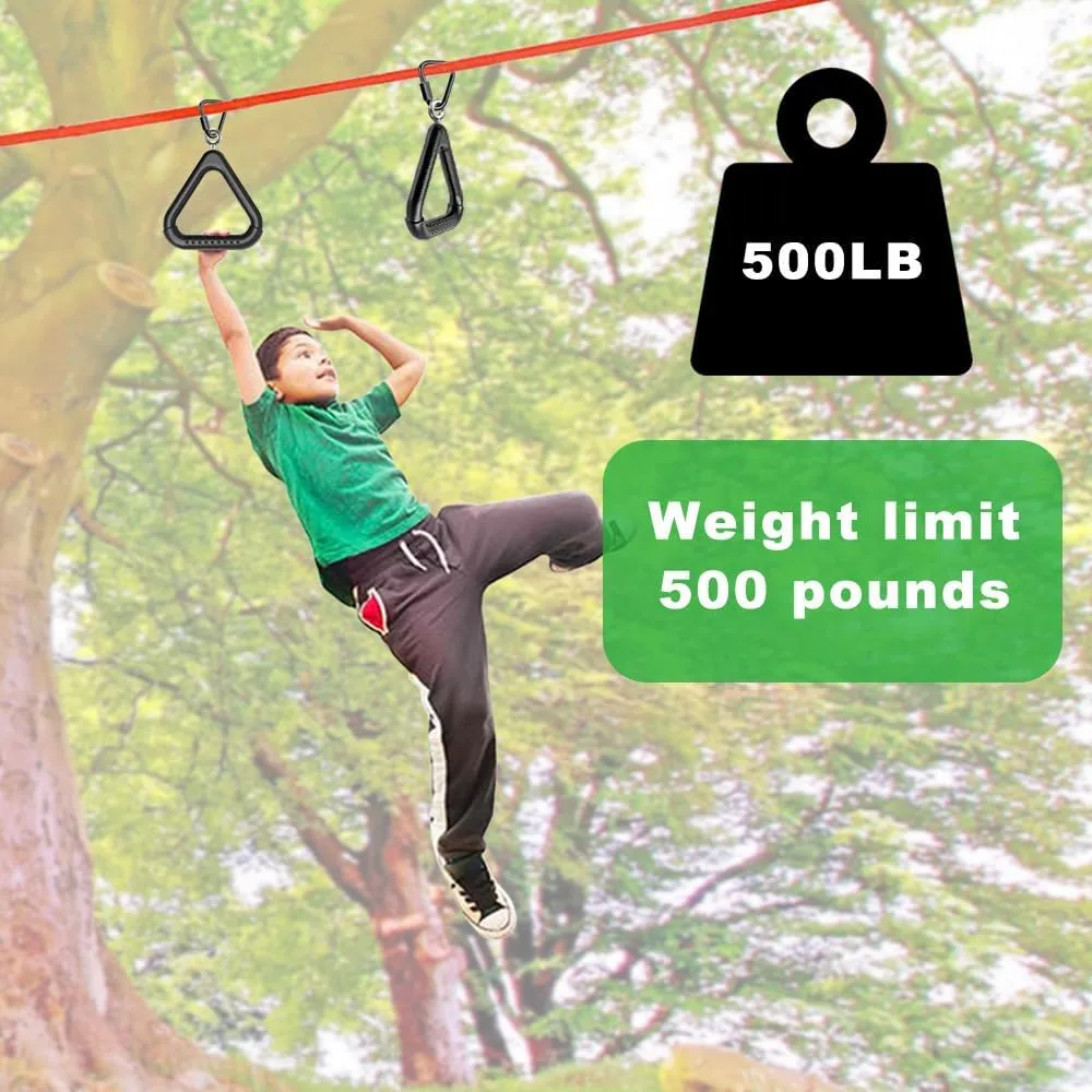 Dolibest 2PCS Monkey Bars, Triangle Trapeze Swing Bar with 2PCS Triangle Carabiners, Outdoor Play Equipment, Swing Set Accessories Monkey Rings, Obstacle Ring Toys Set for Kids, Black