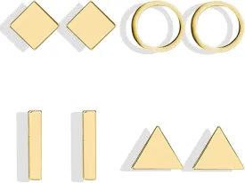 Gold Triangle Stud Earrings 14K Gold Stud Earrings for Women Minimalist Circle Rectangular Geometric Earrings for Christmas Stocking Stuffers Gifts