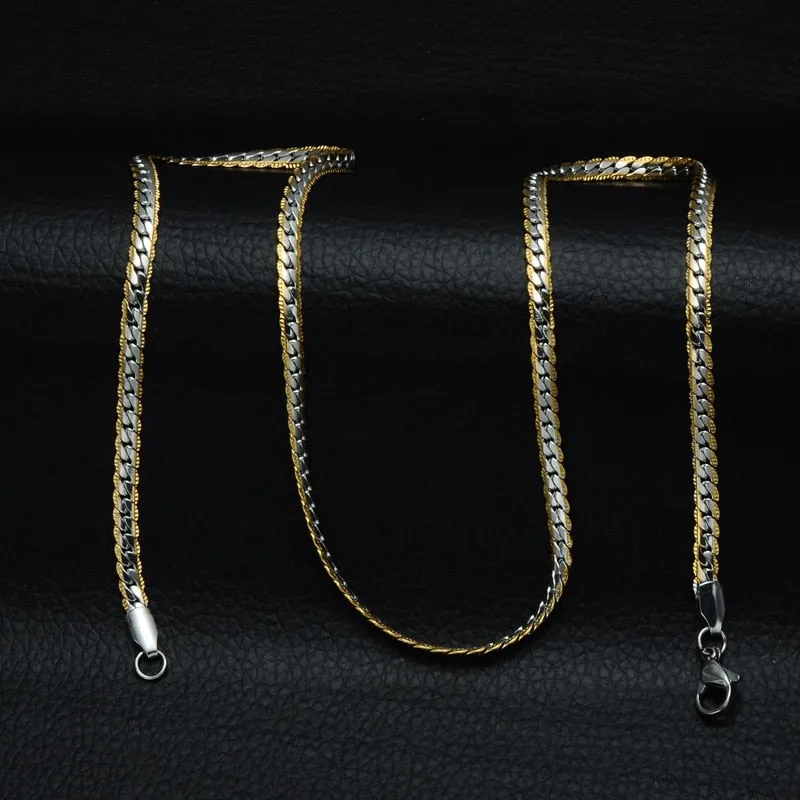 HIP Hop Gold Color Stainless Steel Curb Cuban Link Chain Necklace 50CM