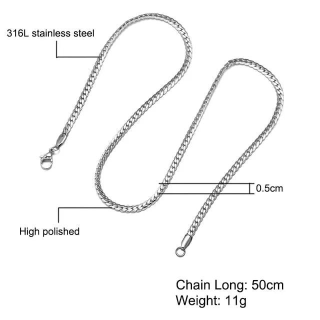 HIP Hop Gold Color Stainless Steel Curb Cuban Link Chain Necklace 50CM
