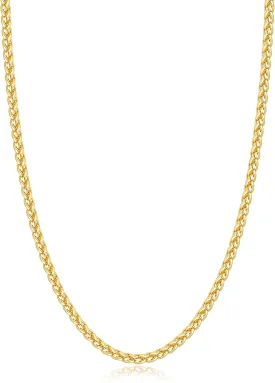 Jewlpire Italian Silver Wheat Chain/14k Gold Chain Necklace for Men, 2.5mm 3mm Chains for Men, Stainless Steel Necklace Chains for Men and Women, Mens Chain Necklace 16 18 20 22 24 26 Inch