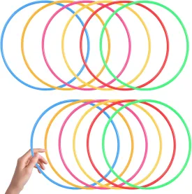 Kisangel 12 Pcs Plastic Tossing Rings Obstacle Course Ring Set Tossing Rings Carnival for Party Birthday Outdoor Games and Agility Practice