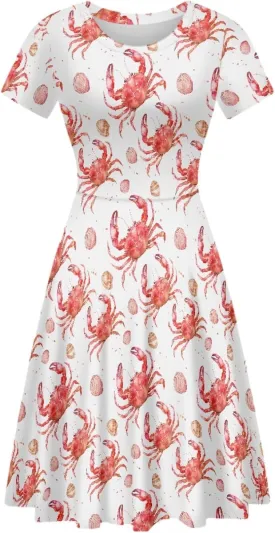 KiuLoam Women Summer Midi Dresses Short Sleeve Crew Neck A Line Dress Party Elegant Casual Dresses Plus Size S-4XL