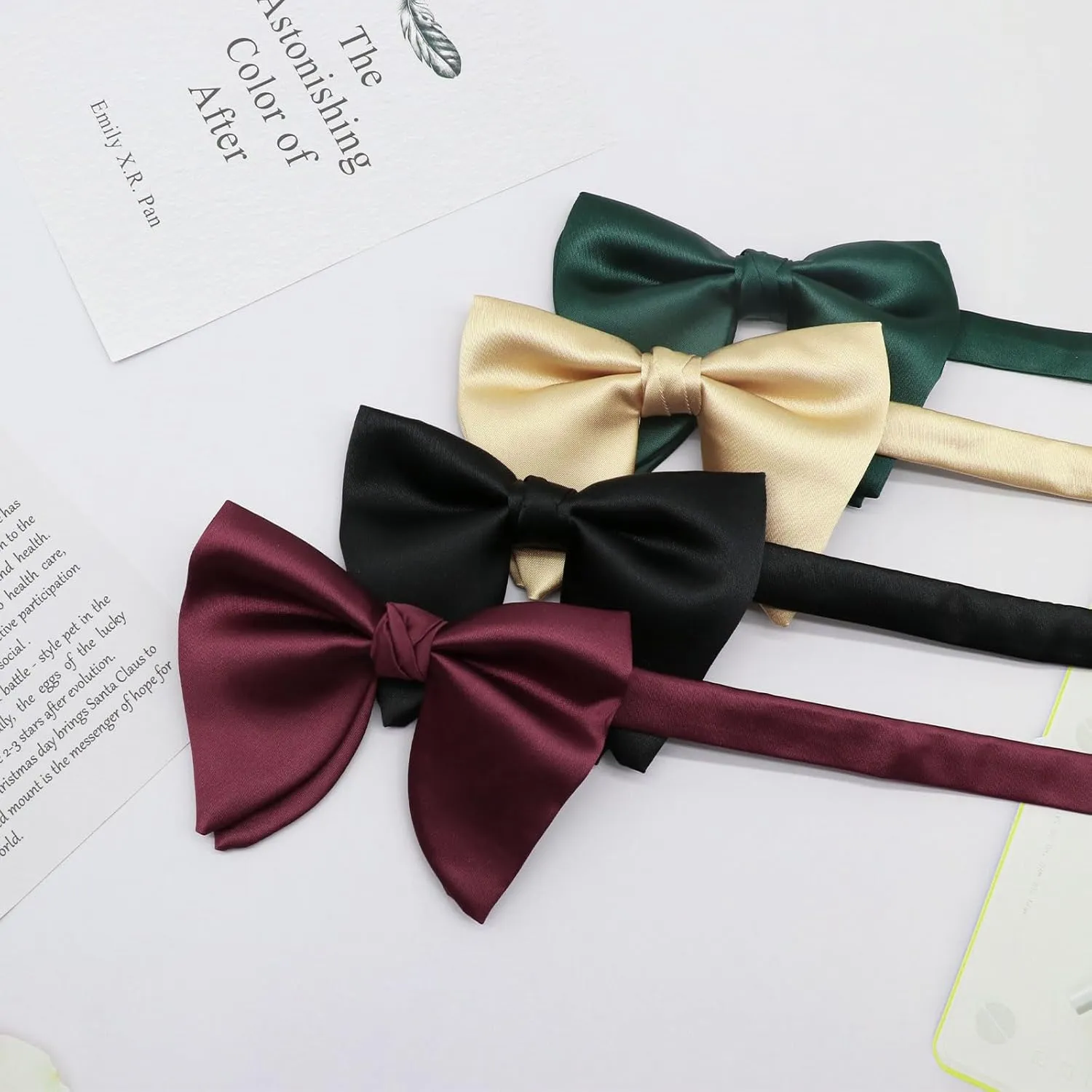 Mens Bow Tie Pre Tied Oversized Bow Ties for Men Satin Bowties for Tuxedo Wedding Party Banquet