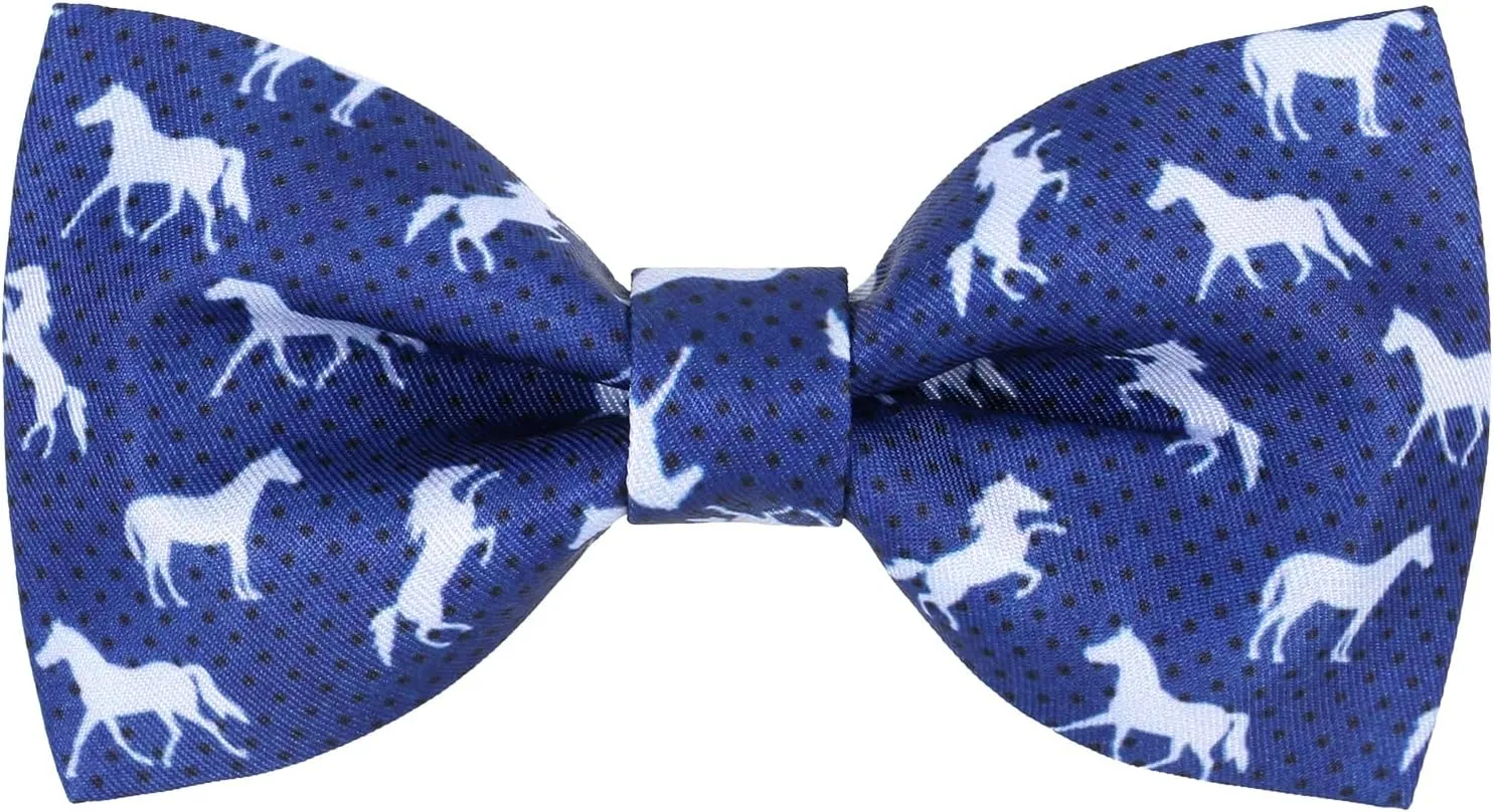 Men's Horse Race Bow Tie Satin Silk Pre-tied Solid Horse Racing Bow Ties for Men with Gift Box