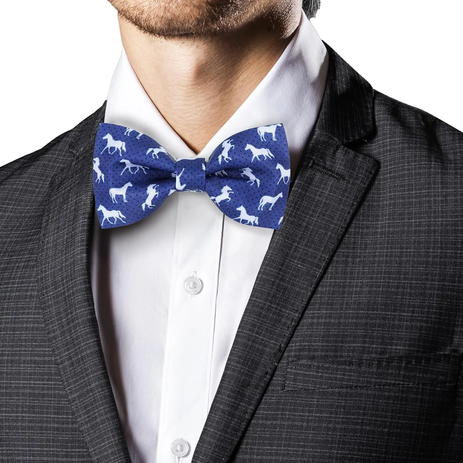 Men's Horse Race Bow Tie Satin Silk Pre-tied Solid Horse Racing Bow Ties for Men with Gift Box