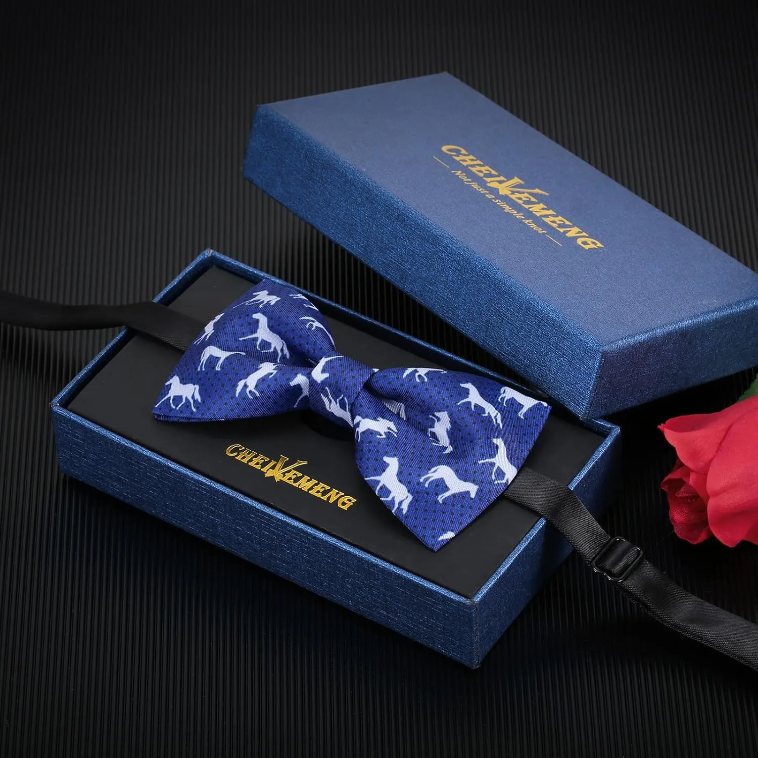 Men's Horse Race Bow Tie Satin Silk Pre-tied Solid Horse Racing Bow Ties for Men with Gift Box