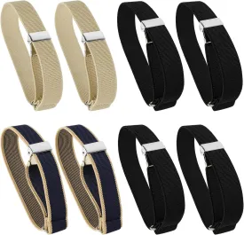 Molain 8 Pcs (4 Pairs) Unisex Elastic Adjustable Armband, Anti-Slip Shirt Sleeve Holders with Non-slip Closure Clips Metal Arm Shirt Garters Hold Up Sleeve Garters Armbands for Band Stretch Garters
