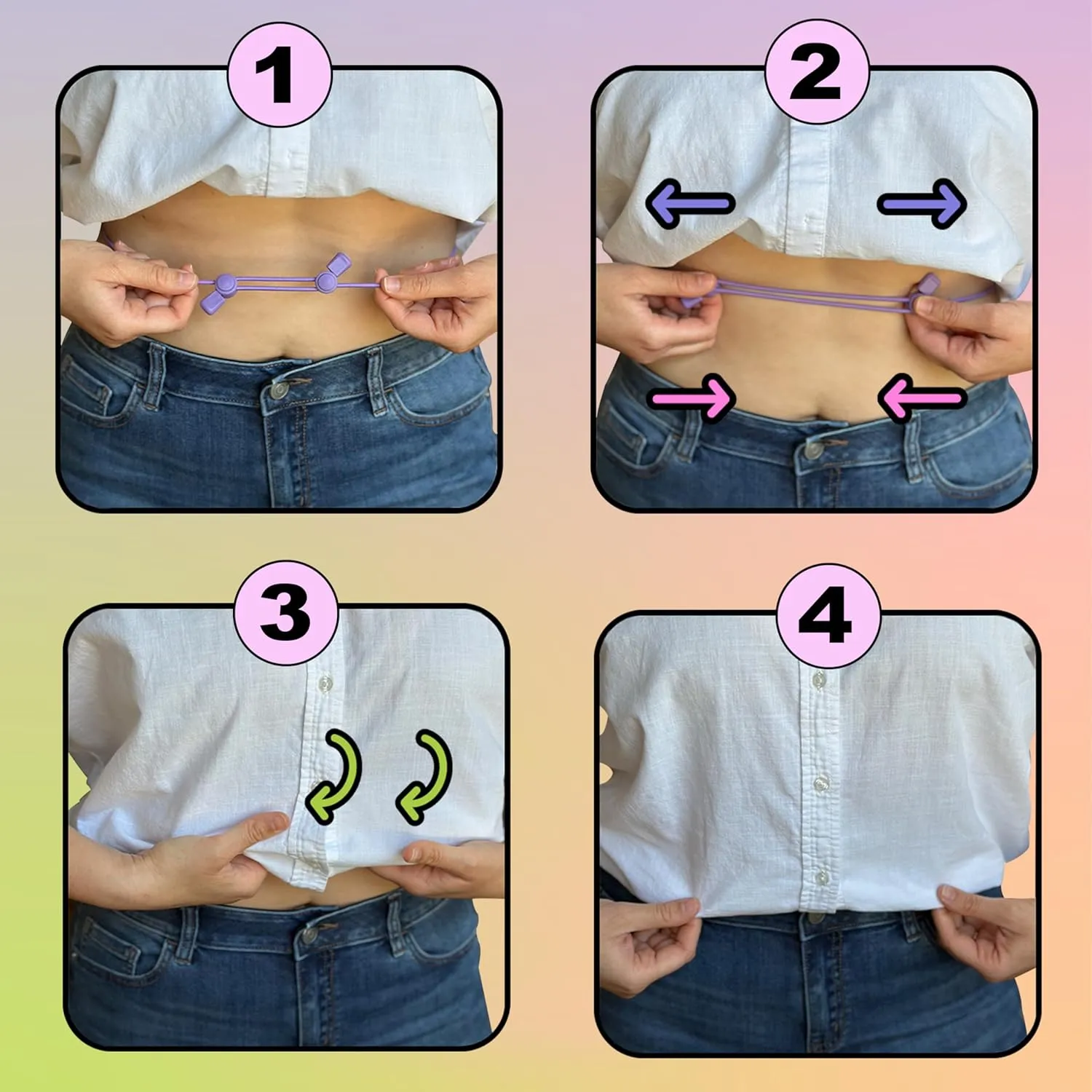 Original Adjustable Crop Tuck Waist Band Tool for Tucking Shirt and Sweater Top Size