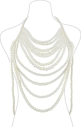 Pearl Body Chain Jewelry Pearl Body Chain Top Pearls Shoulder Chain for Women Summer Beach Body Accessories Rave Nightclub Party (tassel body chain-1)