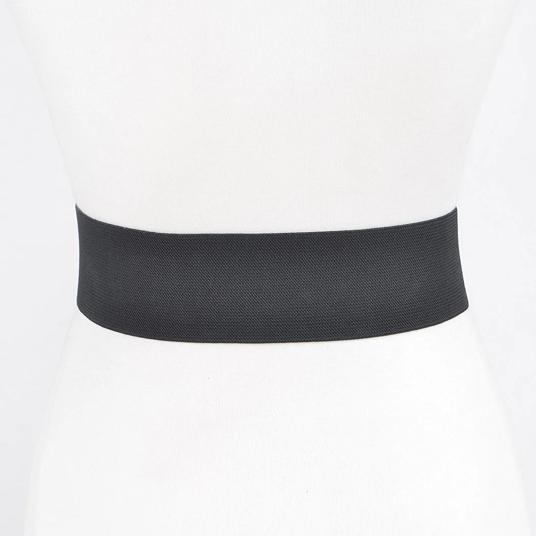 Silver Stud Black Faux Leather Waist Belt