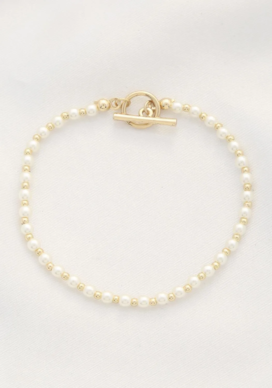 Sodajo Pearl Ball Bead Toggle Clasp Bracelet