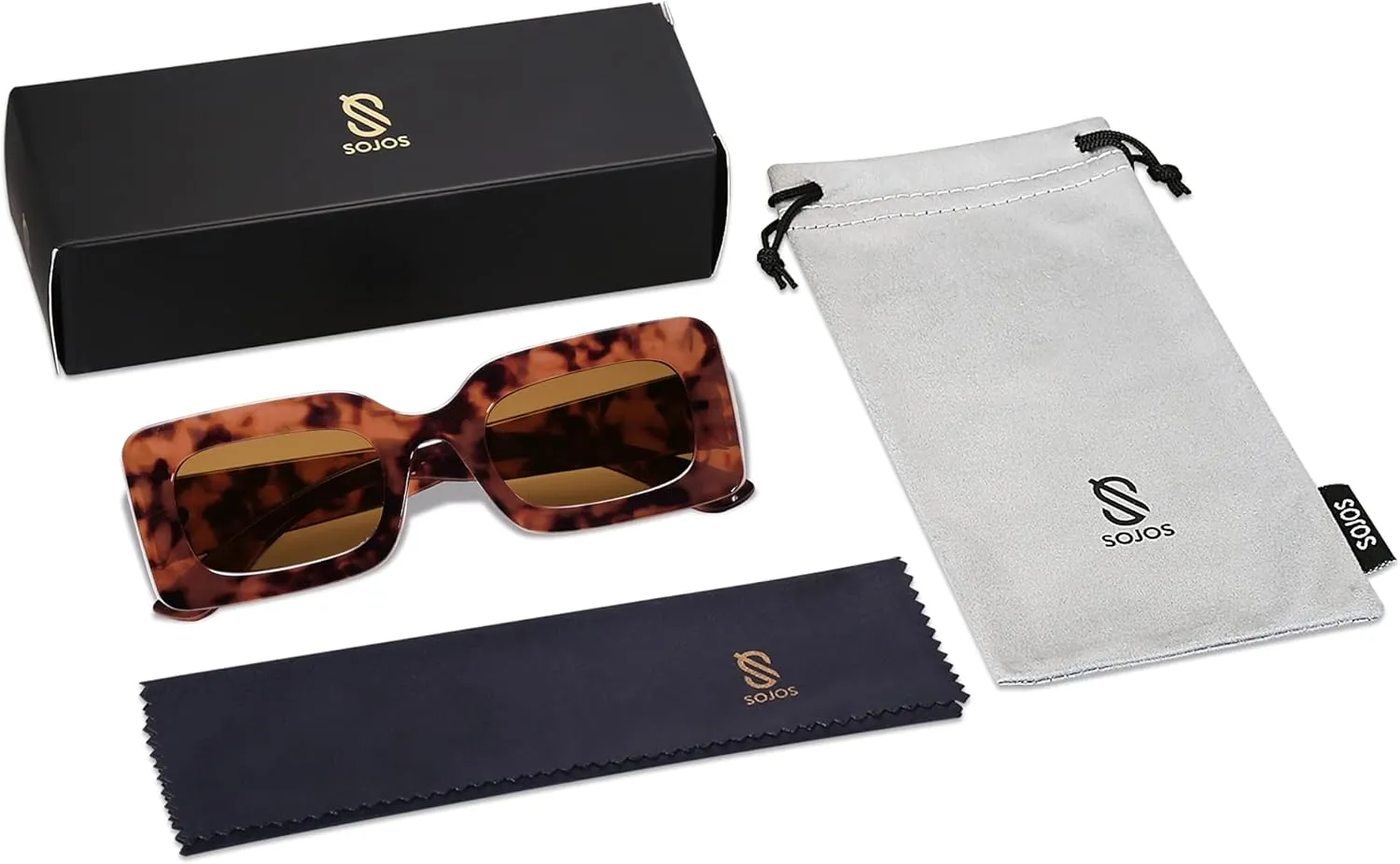 SOJOS Retro 90s Nude Rectangle Sunglasses Womens Mens Trendy Chunky Glasses