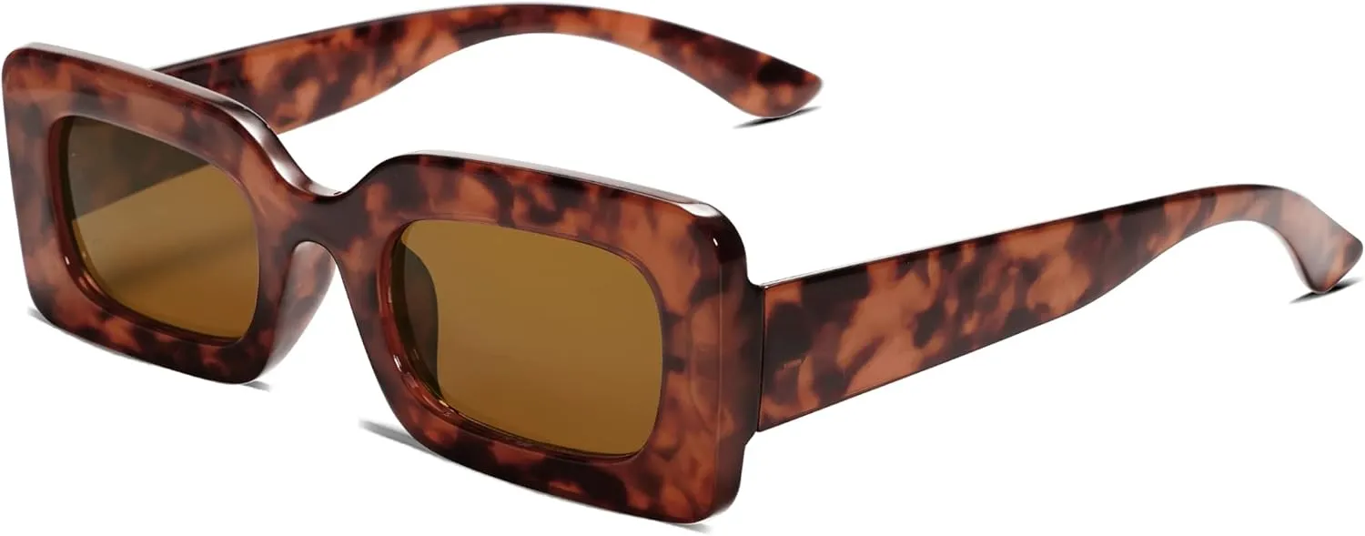 SOJOS Retro 90s Nude Rectangle Sunglasses Womens Mens Trendy Chunky Glasses