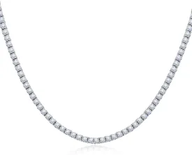 Tennis Necklace 18K White/Yellow Gold Plated 5A 3.0mm Round Cubic Zirconia Cut Faux Diamond Chain for Women and Men 4 Prong Jewelry