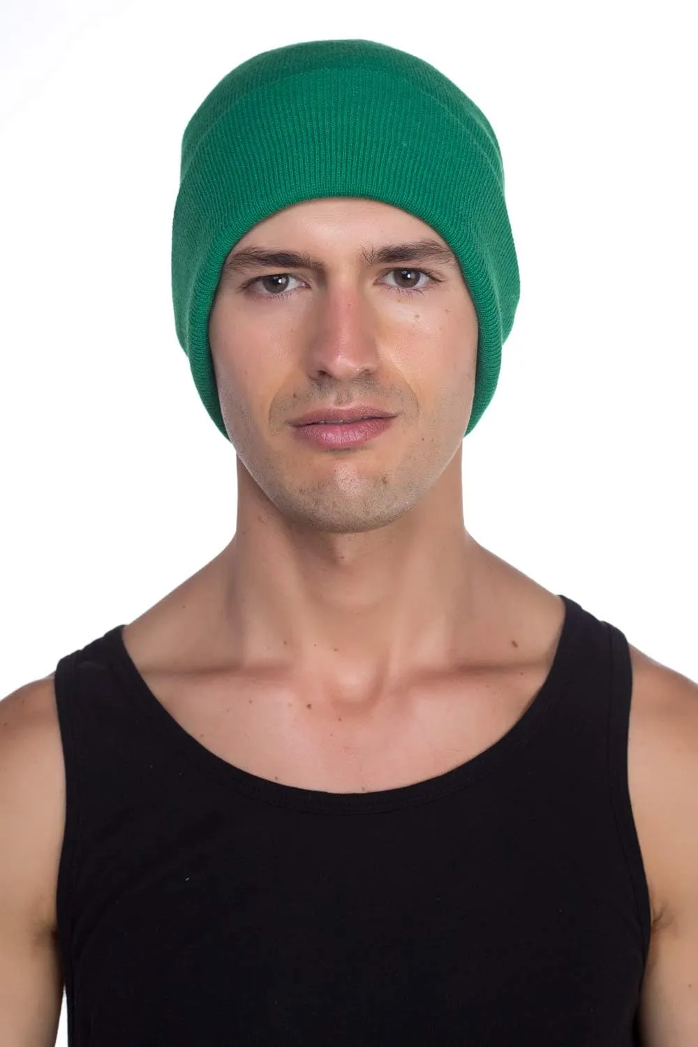 Top Level Beanie Men Women - Unisex Cuffed Plain Skull Knit Hat Cap